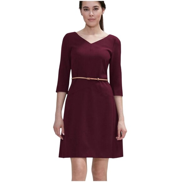 M.M. Lafleur The Alexandra 2.0 Dress in claret dark red size 14 career v-neck - Picture 1 of 10